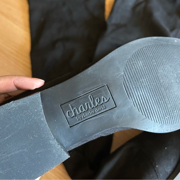 Charles by Charles David Tall Suede Tie Gammon Boots 8M - Picture 8 of 9